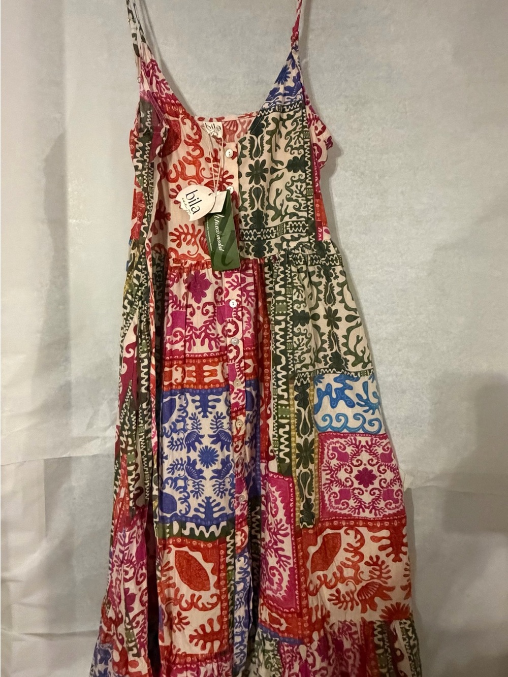 Bila women’s Multicolor Patchwork Sundress - Pink Red Blue Green